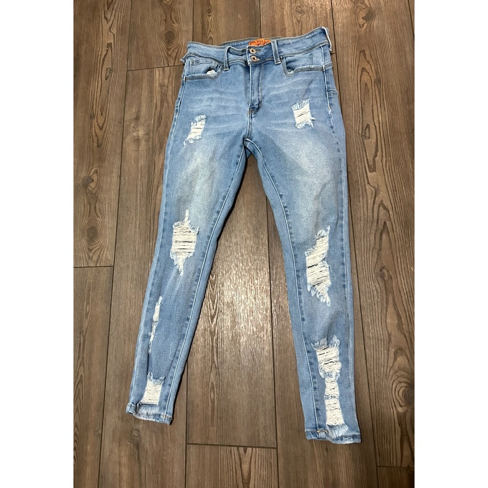 Wax Jean Light Blue Distressed Skinny Jeans